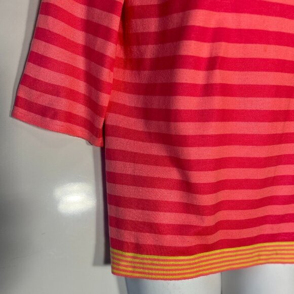 Vintage 80's Stripe Sweater SZ XL Hot Pinks & Yellow Bright Soft Knit - Picture 4 of 7